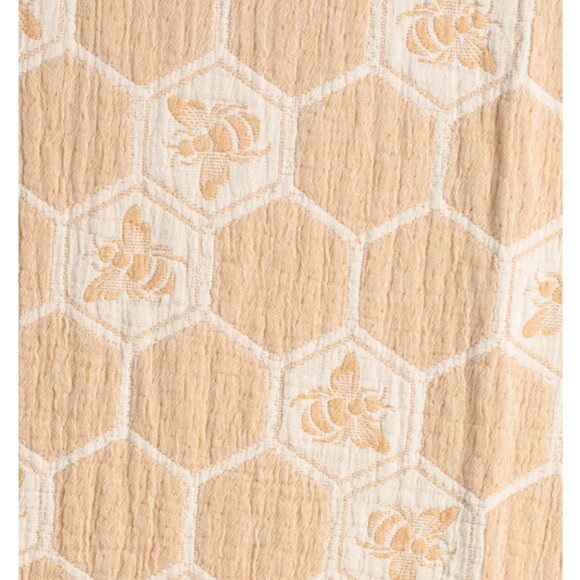 Soft Comfy Cotton Bumblebee Honeycomb Pattern Throw 50" X 70" (Made In Portugal) - Picture 1 of 2